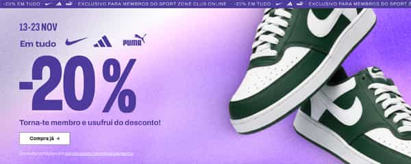 SPORT ZONE: -20% em Tudo para membros